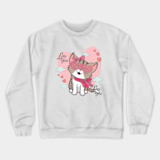 Cute Kitten Love You Crewneck Sweatshirt